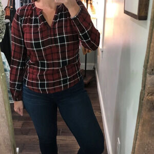 LOFT outlet xsmall buffalo plaid print flannel top